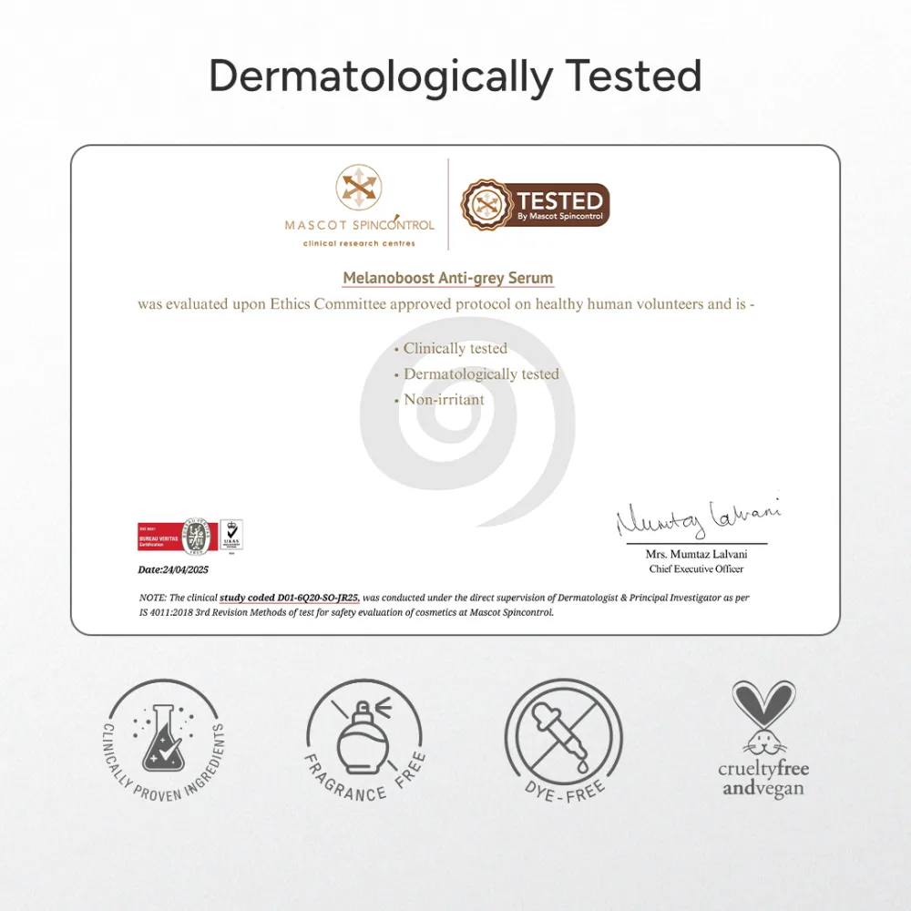 MelanoBoost Anti-Grey Hair & Beard Serum with MelanoGray, Silverfree, Arcolys® & Vegan Keratin - 30ml (Pack of 3) - Image 12