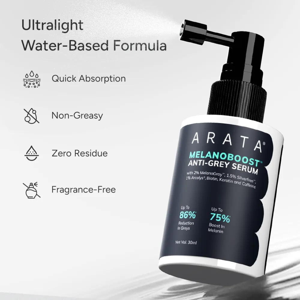 MelanoBoost Anti-Grey Hair & Beard Serum with MelanoGray, Silverfree, Arcolys® & Vegan Keratin - 30ml (Pack of 3) - Image 6